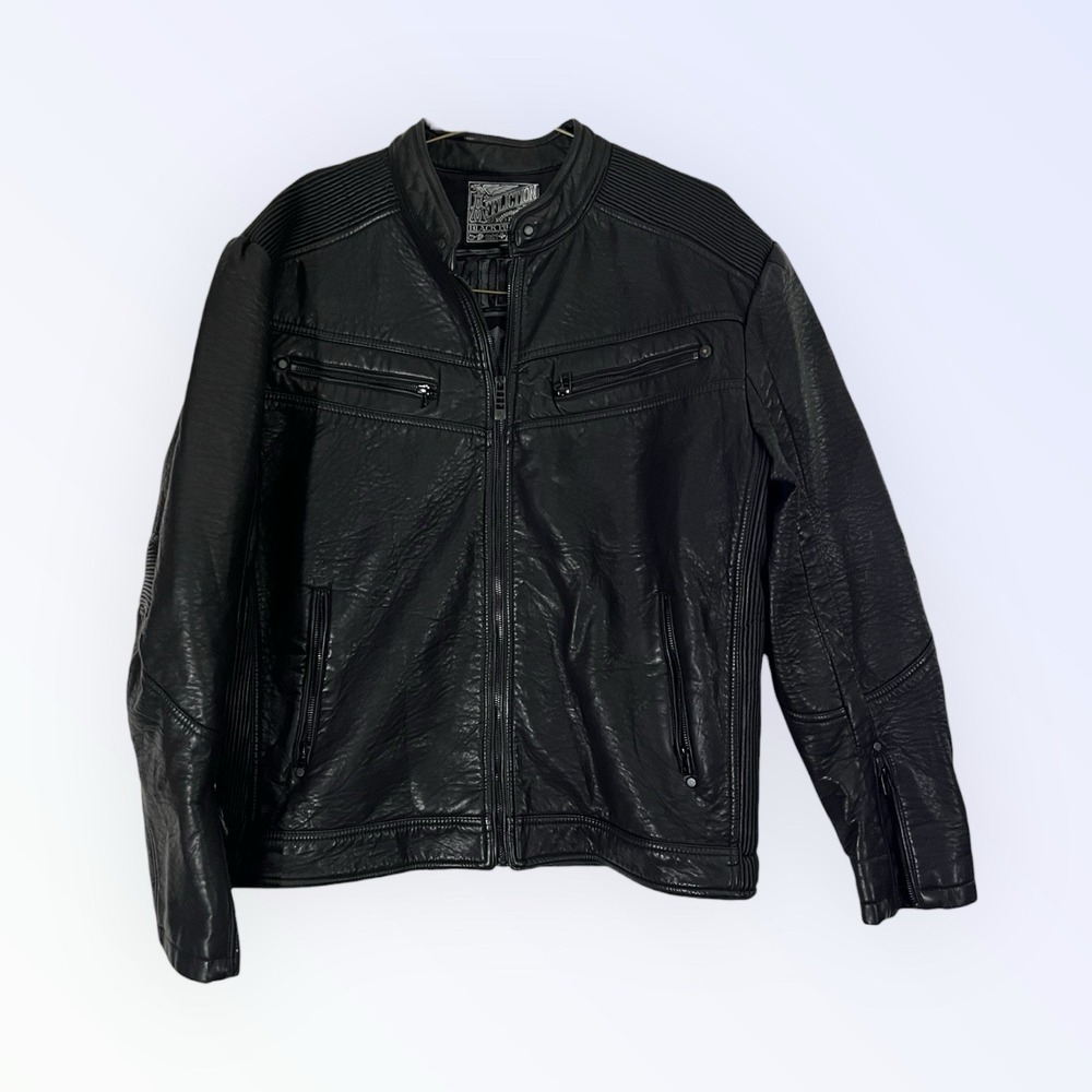 Affliction Limited Edition Polyurethane Moto Jacket Black Heavy Padding Grunge